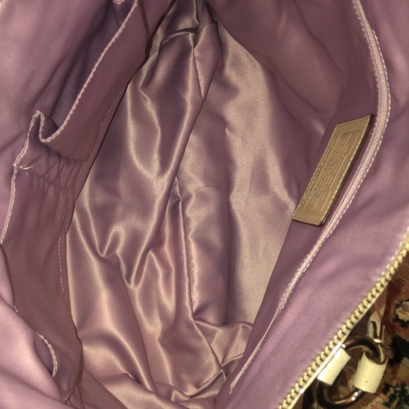 Coach Poppy Metallic Gold Champagne Leather Large Tote Bag Purse #H1281-F20441 - Picture 5 of 15